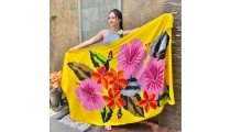 New Design Rayon Sarong Hand Painted Flower Design High Quality